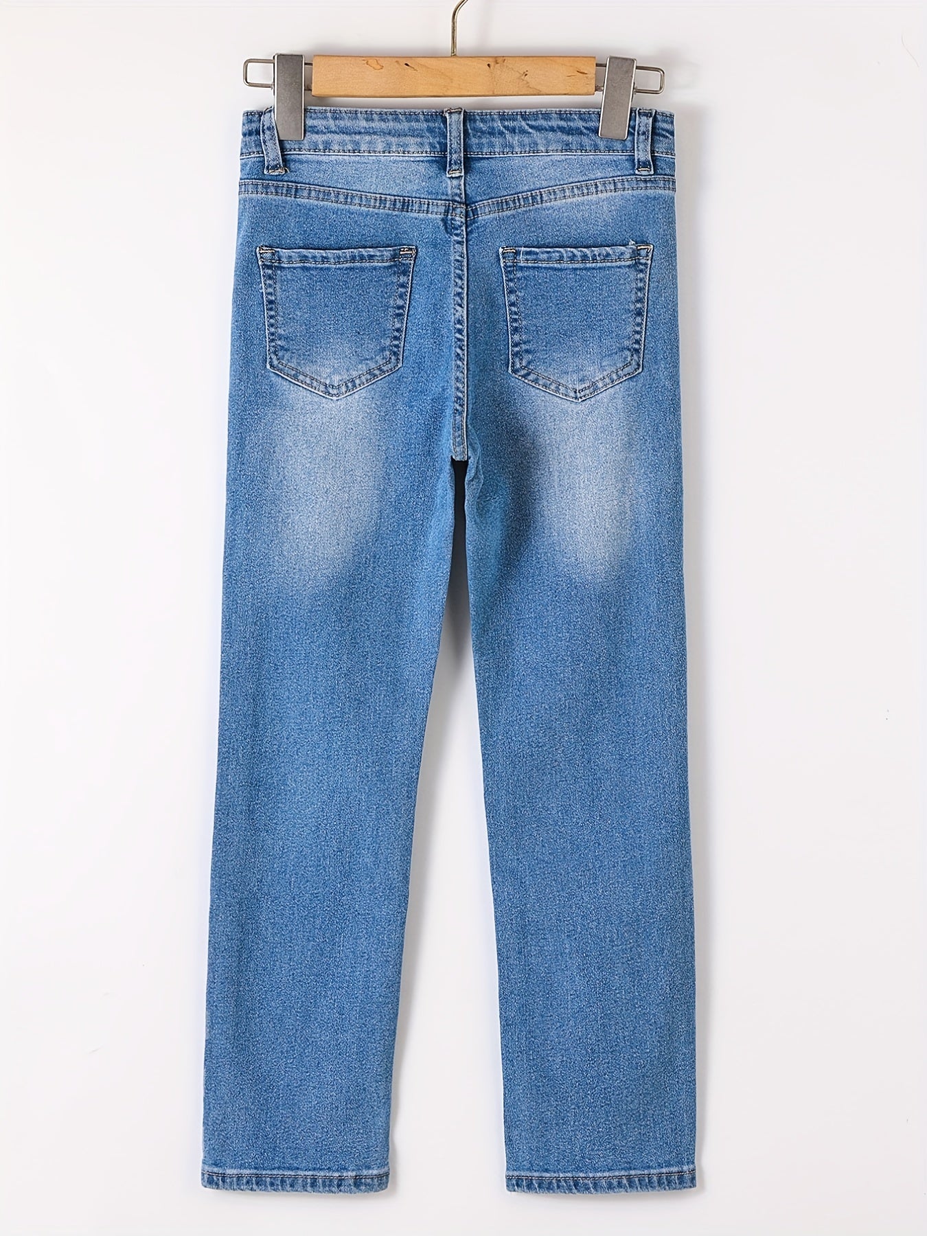 Girls Ripped Plaid Skinny Jeans