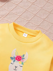Boho Floral Rabbit Graphic Sweatshirt for Little Girls
