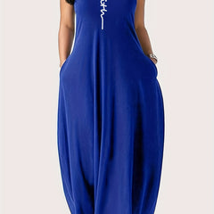 Art Letter Print Round Neck Tank Maxi Dress