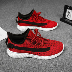 Men's Striped Mesh Running Shoes - Lightweight and Breathable