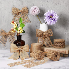 4pcs Burlap Ribbon Natural Jute Burlap Lace Ribbon Weeding Ri