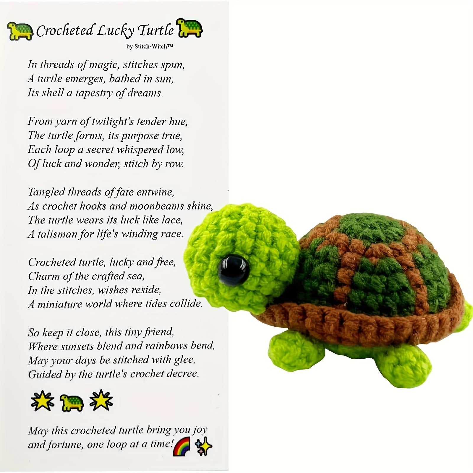 Crochet Sea Turtle Pocket Hug Token Mixed Fabric Inspirational Novelty Gift