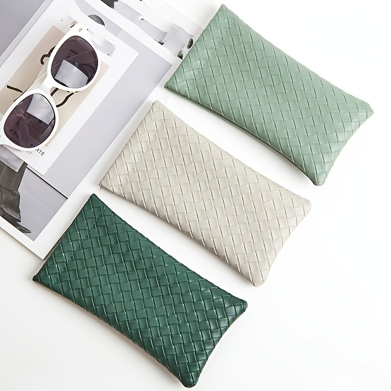 Fashionable Weave Pattern Sunglass Bag PU Leather Glasses Case Phone Bag