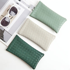 Fashionable Weave Pattern Sunglass Bag PU Leather Glasses Case Phone Bag