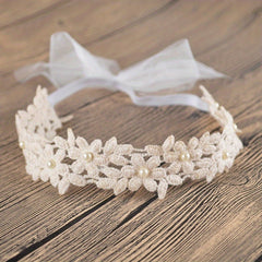 Lace Pearl & Diamond Headband - Hair Accessory for Baby Girls