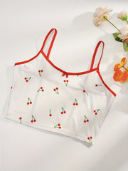 Cherry Print Pajama Set Cami Top & Shorts