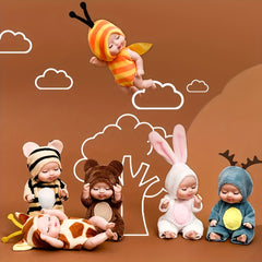 6 Mini Children's Dolls with Washable Animal Costumes