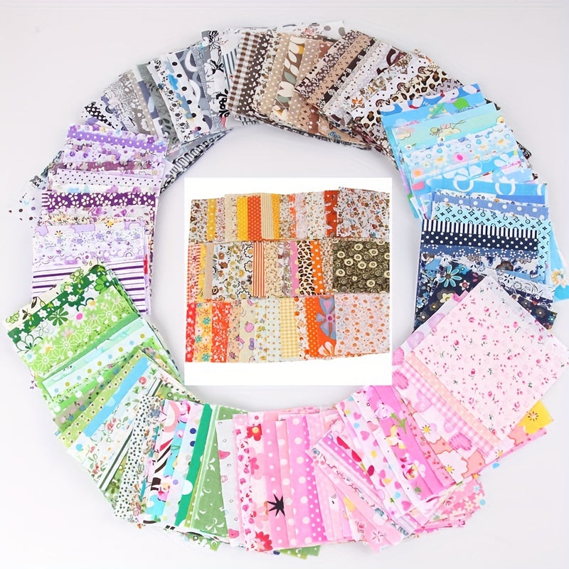 50pcs Mini Flower Print Fabric Patchwork 3.9x3.9in