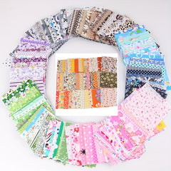 50pcs Mini Flower Print Fabric Patchwork 3.9x3.9in