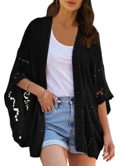 Crochet Draped Knit Cardigan Women's Sweater
