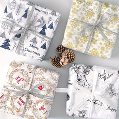 Christmas Tissue Paper Gift Bags Xmas Tree Deer Snowflake Wreath Pattern