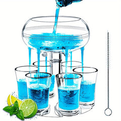Adjustable Shot Glass Dispenser with 6 Glasses for Fun Drinking Games