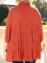 Layered Half Sleeve Loose Shirt Women's Plus Size