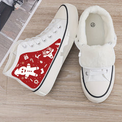 Gingerbread Print Plush Lined Sneakers