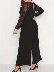 Sports Jumpsuit Mesh Long Sleeve Wide Leg Jumpsuit