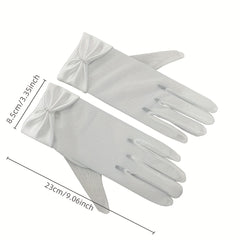 Bridal Mesh Gloves with Pearl Bowknot Wedding Accessories