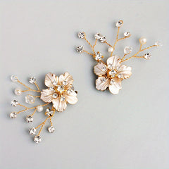 Faux Pearl Crystals Flower Shoe Clips Party Buckle Bridal Wedding Charms 1pair