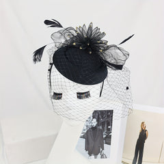 Vintage Tea Party Hat with Veil Netting for Weddings