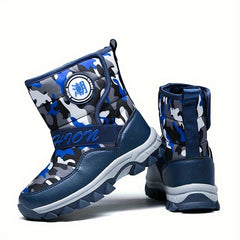 Boy's Snow Boots Warm Fleece Cozy Non slip High Top Boots Plush Comfy Outdoor