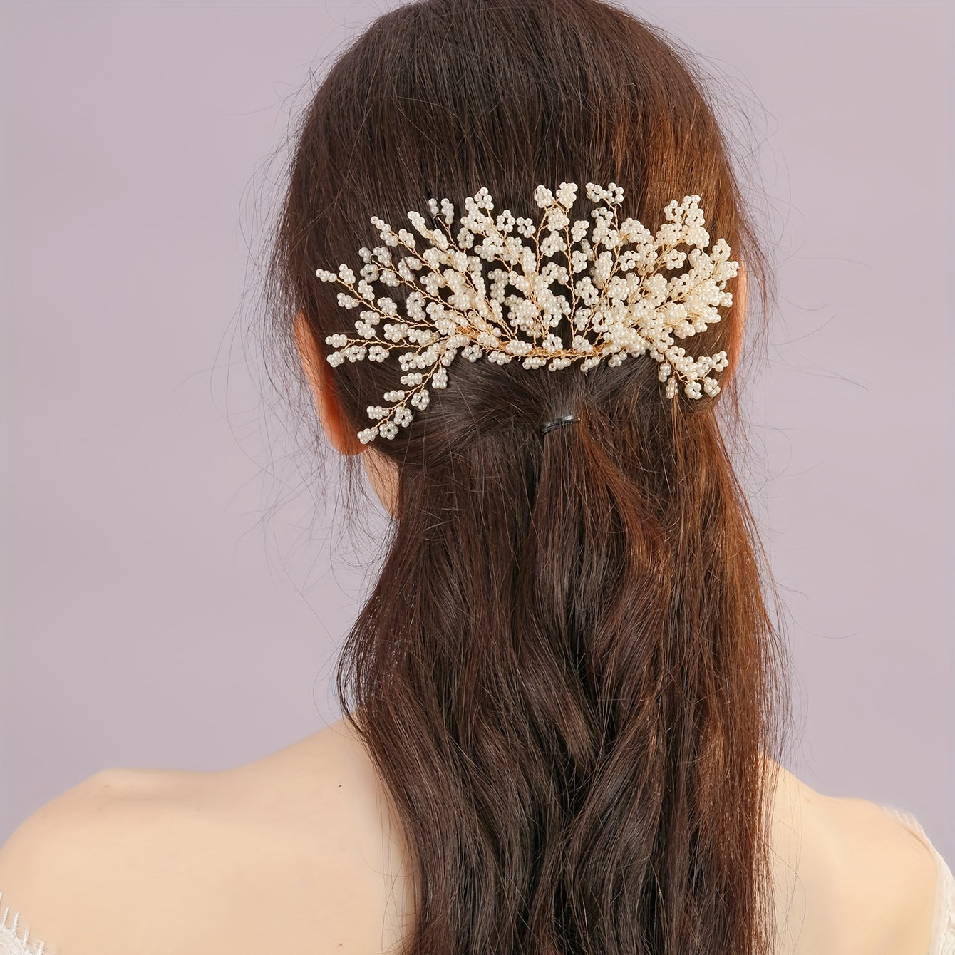 Boho Wedding Hair Vine Flower Clip with Pearls