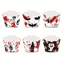 6pcs Halloween Cupcake Wraps Cake Toppers Label Marking For Food