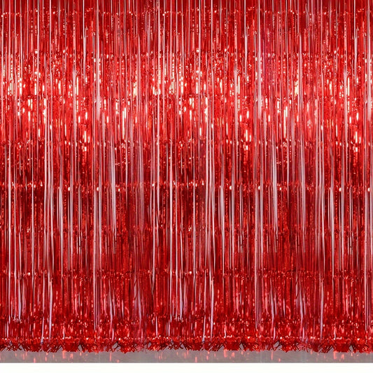 2pcs Red Foil Tassel Curtains Party Decoration
