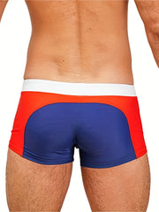 Men's Swim Boxers Contrast Swimsuit Shorts Pants Drawstring Underwear Beach