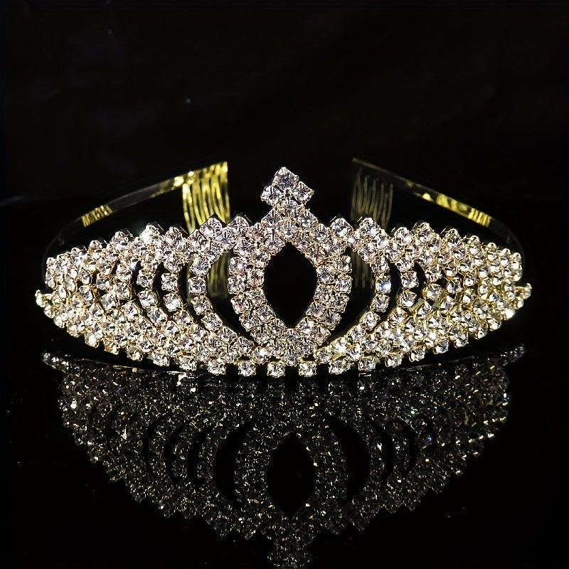 Rhinestone Queen Crown Tiara Headband Bridal Wedding Hair Accessory