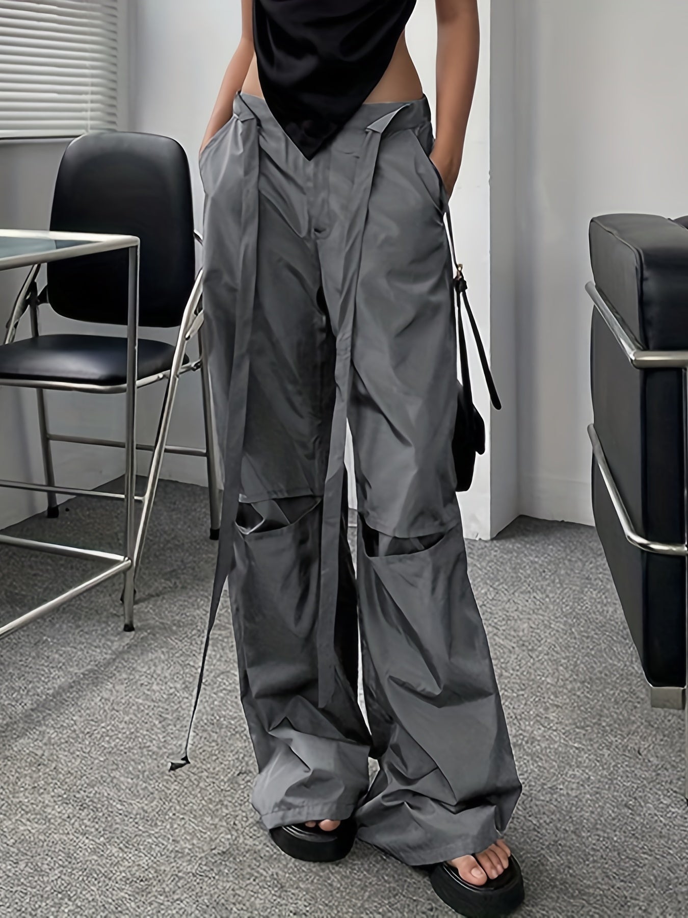 Sporty Lace-Up Loose Fit Trousers Women's Activewear