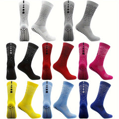 4 Pairs Non Slip Soccer Socks Breathable Sweat Absorbing Outdoor Crew Socks