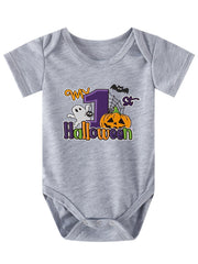 Halloween Party Series Cartoon Letter Pattern Newborn Summer Short Sleeve Romper
