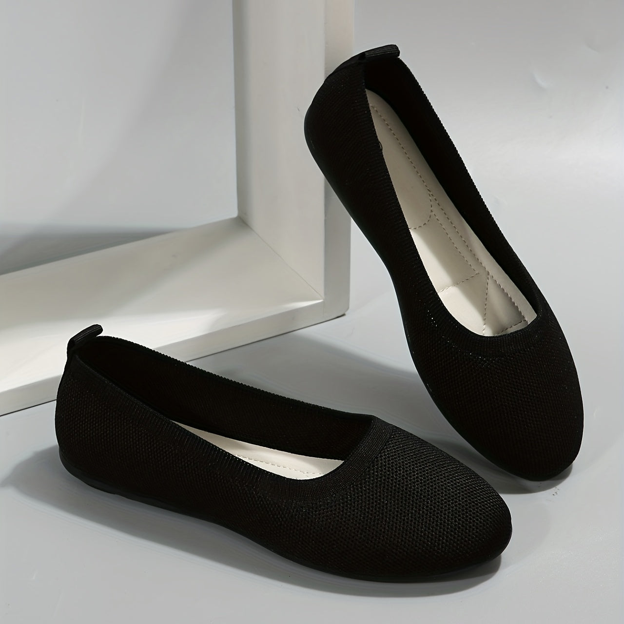 Women's Knitted Almond Toe Slip-On Flats
