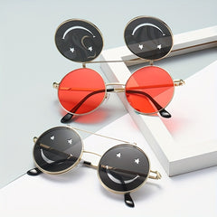 Retro Smile Face Sun Protection Sunglasses for Boys Girls Teens