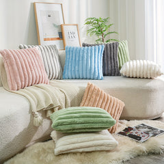2pcs Double sided Faux Fur Plush Throw Pillow Covers