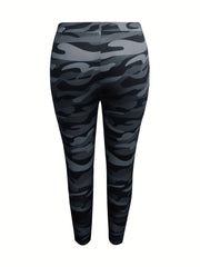 Women's Plus Camo High Rise Stretch Yoga Leggings