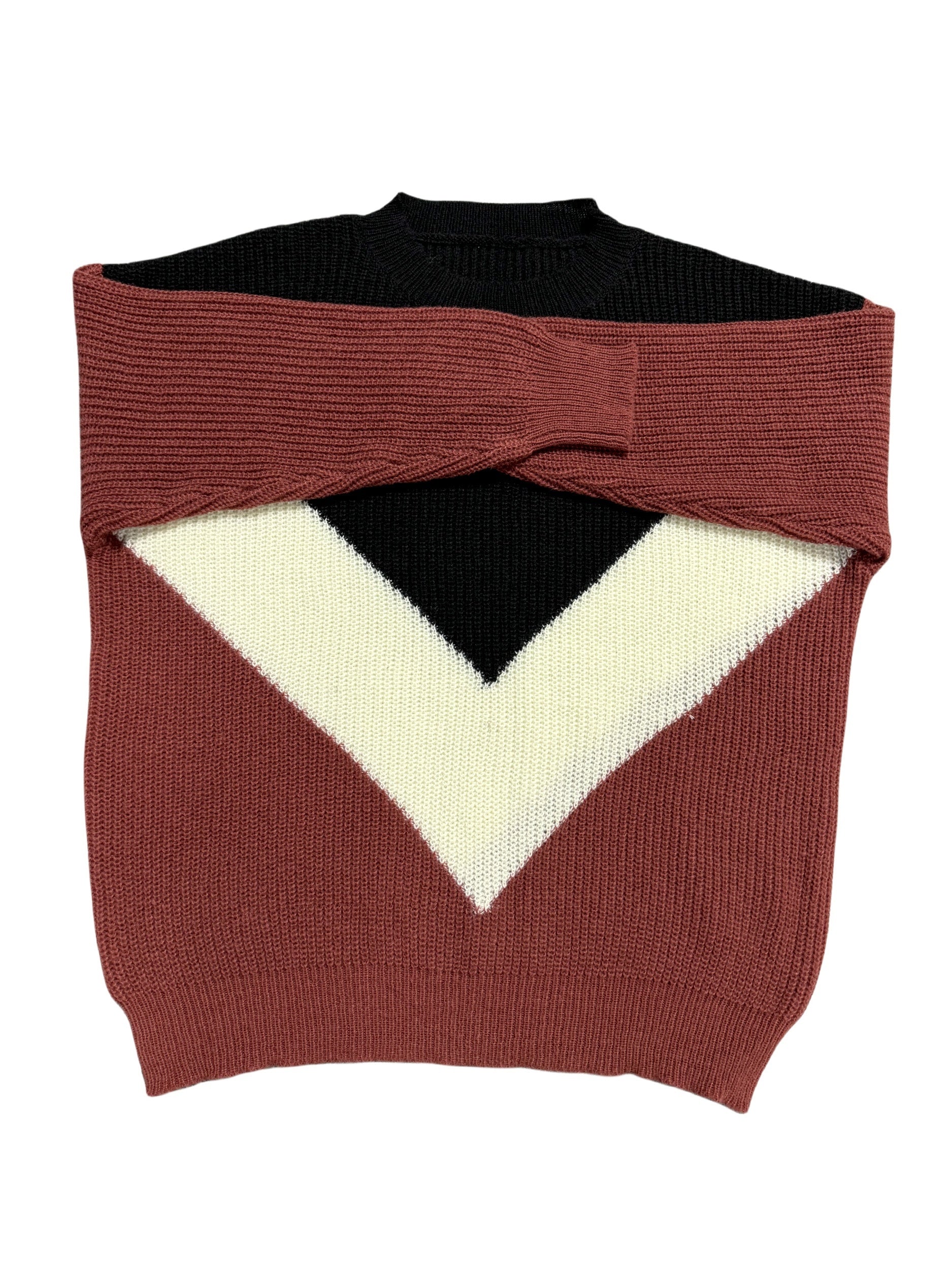 Colorblock Sweater Long Sleeve Round Neck Jumper