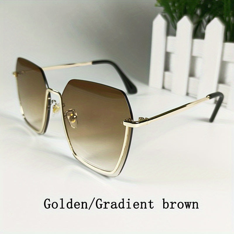 Men's Gradient Sunglasses Classic Metal Half Rim Glasses For Outdoor
