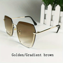 Men's Gradient Sunglasses Classic Metal Half Rim Glasses For Outdoor