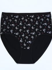 4 Pack Plus Size Panties Set Women's Plus Ditsy Floral Print Mid Waisted Skin