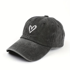 Unisex Breathable Baseball Cap With Heart Embroidery
