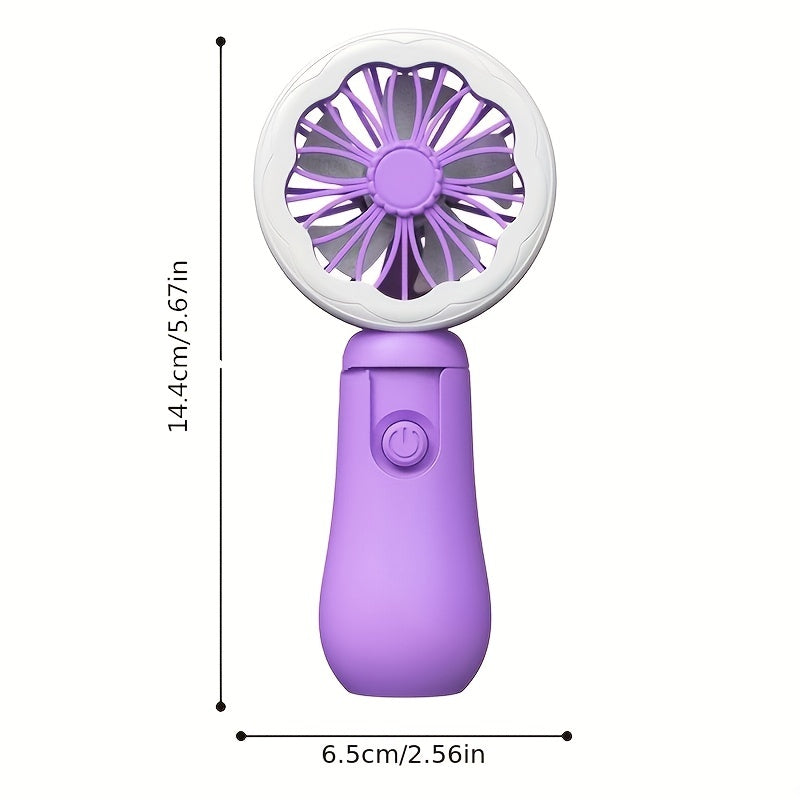 Flower Pattern Handheld Fan USB Rechargeable Portable Pocket Desktop Fan