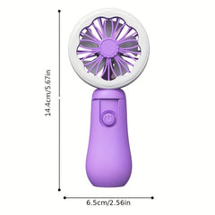 Flower Pattern Handheld Fan USB Rechargeable Portable Pocket Desktop Fan