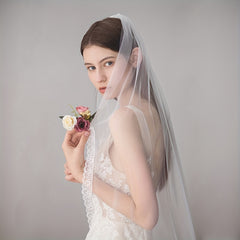 Lace Bridal Veil Long Mesh Head Piece Wedding Photography
