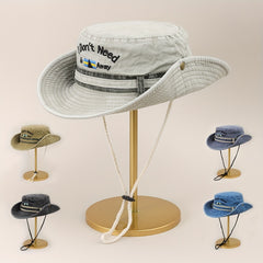 Embroidered Drawstring Bucket Hat Cowboy Hat
