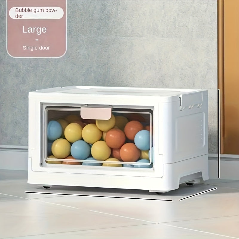 Large Capacity Clear Storage Bin With Wheels, Foldable Luggage Box