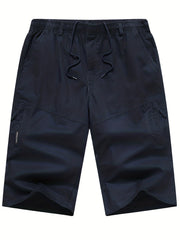 Classic Cargo Shorts Men's Casual Pocket Solid Waist Drawstring Cargo Shorts