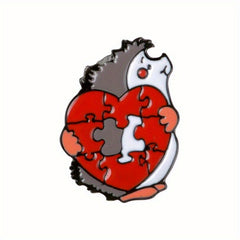 Hedgehog Reading Book Brooch - Animal Alloy Corsage