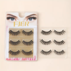 3 Pairs Fluffy Natural Look Faux Mink Lashes Soft Reusable Eyelashes