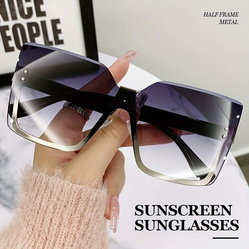 Metal Half Frame Sunglasses Sunscreen High-end Glasses