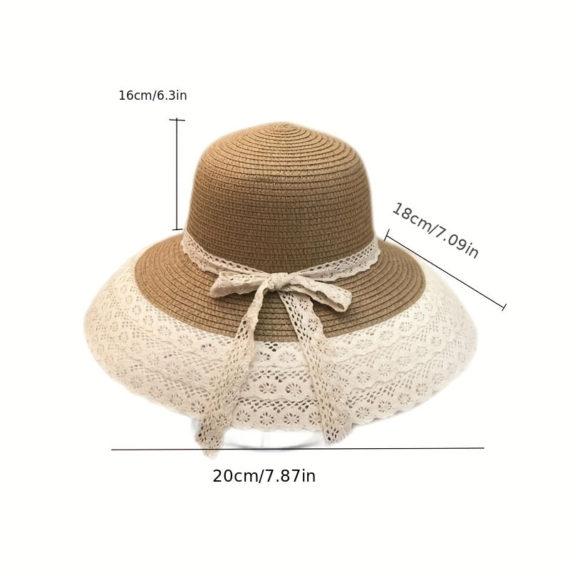 Summer Sunscreen Fisherman Hat Woven Beach Sun Hat Bow Tie Sun Hat